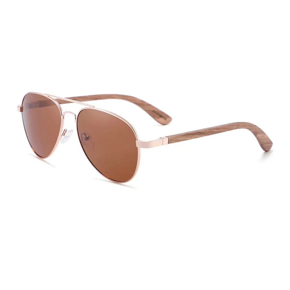 AMEXI UV400 protect Bamboo lunettes de soleil pour hommes métal bois lunettes cadre Designer rétro lunettes dames lunettes de soleil en bois