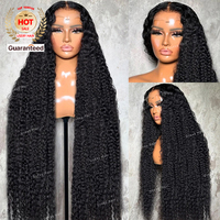 Perruques en cheveux indiens bruts de 30, 32, 34, 36, 38, 40, 50 pouces, alignées aux cuticules, perruques frontales en dentelle HD transparente 13x4 Jerry Curly