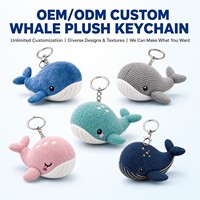 Porte-clés en peluche baleine personnalisé, mascotte, logo brodé sur mesure, OEM ODM, vente en gros, jouet en peluche, cadeau promotionnel