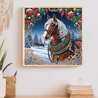 Kit de Peinture Diamant DIY 30*30CM avec Diamants de Forme Spéciale, Scène Hiver Noël Cheval Neige, Décoration de Noël, Cadeau