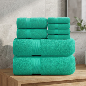 Ensemble de serviettes de bain en microfibre ORCHID, couleur unie, vert, rectangulaire, tissé, écologique, hypoallergénique, séchage rapide, bio, pour hôtel, adulte - Product Image 1