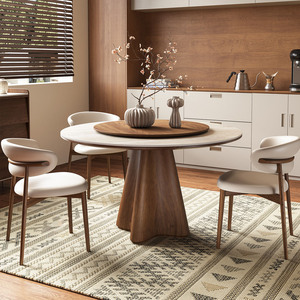 Set da Pranzo Moderno Nordico di Lusso, Tavolo Rotondo in Pietra Sinterizzata con 6 Sedie <span class=keywords><strong>per</strong></span> Casa, Cucina e Ristorante - Product Image 6
