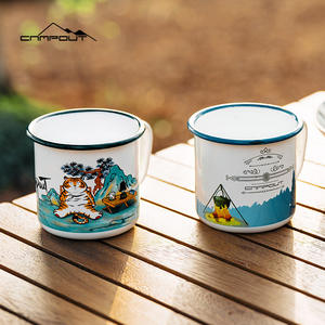 Taza de camping cilíndrica CAMPOUT, taza esmaltada para exteriores, diseño creativo y resistente, regalo para amantes de la naturaleza - Product Image 4