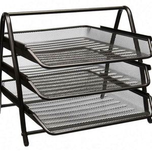 Mesh Wire Desk <b>Organizer</b> <b>File</b> Holder Document Tray 3 Parts Metal - Product Image 1