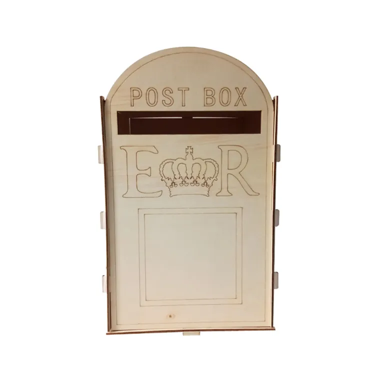 ラウンドトップロイヤルメール素朴な結婚式の装飾招待状ポスト木製クラフトボックス
