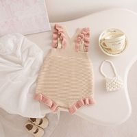 Combinaison en tricot pour filles Engepapa, printemps-automne, coton, combinaison pour bébé, sans manches, fermeture à boutons, vêtements pour bébé