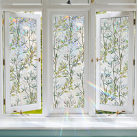 JoyShine Moderne PVC Statische Fensterfolie 3D Buntglas Sichtschutzfolie für Badezimmer und Bürodekoration