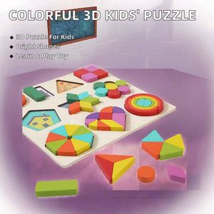 Jouets en bois multifonctions DIY 11 styles Puzzle 3D Jeux de correspondance Éducation précoce pour les enfants garçons filles - Product Image 2