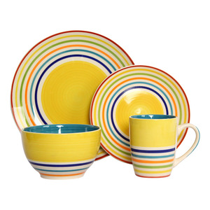 Vajilla de Cerámica Pintada a Mano con Rayas, Juego de Cerámica para el Hogar - Product Image 6
