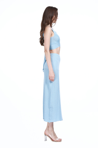 เสื้อกล้ามคอวีหลังโบว์แขนกุดสีทึบ & กระโปรงเข้าชุดกับข้อเท้าชุดถักหนึ่งชุด2026ฤดูใบไม้ผลิ/ฤดูร้อน - Product Image 3