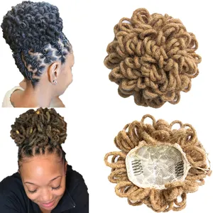 [KAMA dreads] Afro dreadlock high puff drawstring ponytail human hair loc petal buns for black women