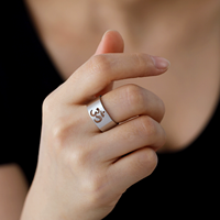 Edelstahl Breite 9,8mm Offener Ring Personalisierter Schwanzring Retro Hip-Hop Ausgehöhlter Großhandel Paarringe
