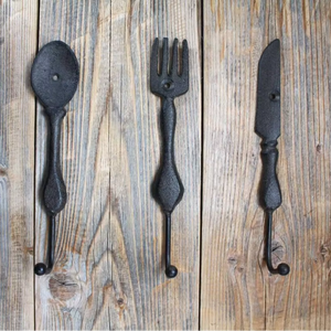 Antiguo creativo hogar cubiertos en forma de ganchos de hierro fundido <span class=keywords><strong>Foodie</strong></span> hierro fundido cocina gancho cuchillo y tenedor cuchara ganchos - Product Image 1