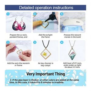 Kit de Bricolage Bijoux en Résine UV Transparente avec Lampe LED, Moules en Silicone, Paillettes, Fleurs, Pendentifs, Porte-clés et Accessoires – Coffret Cadeau - Product Image 2