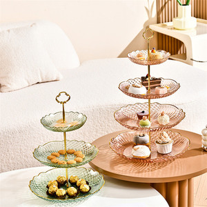 Elegant 2 3 4 Tier Option Acrylic Dessert Cake Stand with Gold Handle for Weddings Parties Afternoon Tea Decoration - Product Image 4