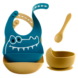 Juego de Vajilla de Silicona de Grado Alimenticio TONGTU, Libre de BPA, Babero de Dibujos Animados, Tazón y <span class=keywords><strong>Cuchara</strong></span> con Logotipo Personalizado <span class=keywords><strong>para</strong></span> la Alimentación de Niños - Product Image 1