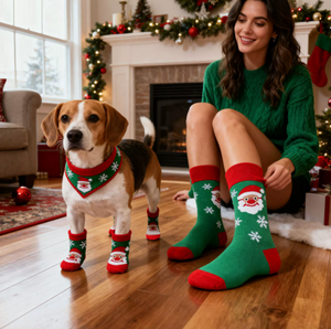 Christmas Pet Socks Non Slip Dog Shoes Breathable Polyester Puppy <b>Booties</b> Cute Holiday Puppy Socks for Dogs <b>Cats</b> - Product Image 6