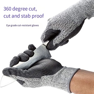 Guantes DE TRABAJO DE SEGURIDAD RECUBIERTOS DE <span class=keywords><strong>PU</strong></span> resistentes a cortes grises personalizables - Product Image 4