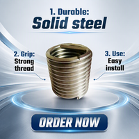 12mm Stainless Steel Polished Fully Threaded Metric Thread Inserts Slotted Drive Smooth Channel Fastener