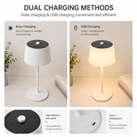 Lampe de table LED solaire sans fil moderne pour jardin, rechargeable, étanche, à intensité variable par toucher
