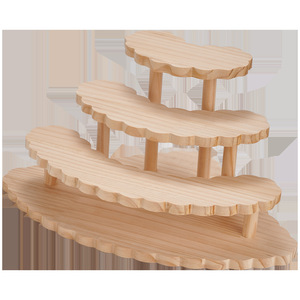 Solid wood tiered display rack, wooden <b>desktop</b> storage rack, display <b>shelf</b> for figurines, toys, cosmetics, and succulents. - Product Image 5