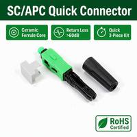 Connecteur rapide SC APC FTTH pour fibre optique, monomode, assemblage sur site, pour terminaison de câble de branchement
