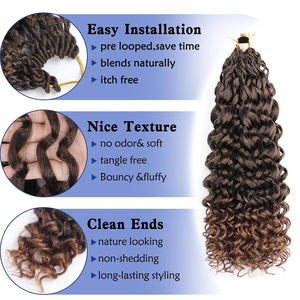 GoGo Curl Crochet Hair 10 pulgadas Pre Looped Water Wave <span class=keywords><strong>Beach</strong></span> Curl Box Trenzas Short Curly Crochet Hair para mujeres negras - Product Image 3