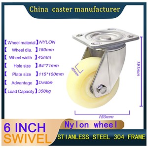 WeiHang <span class=keywords><strong>6</strong></span> ZOLL Hoch leistungs wagen Rollen Lebensmittel industrie 100mm Durchmesser Nylon rad Edelstahl Dreh platten rollen mit Bremse - Product Image 5