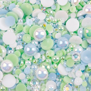 半円形パール樹脂ダイヤモンド、電気メッキネイルドリル、混合フラットパールケースDIYジュエリー樹脂アクセサリー - Product Image 5