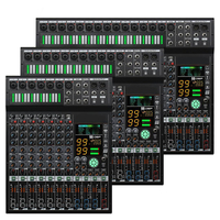 Console de mixage audio numérique professionnelle 12 canaux avec double effets DSP 99, 3 groupes de sortie auxiliaire, USB, BT, MP3 pour sonorisation live et DJ