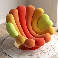 Fauteuil de Salon Moderne avec Accoudoirs, Design Italien, Canapé d'Hôtel Coloré, Tissu Velours Moderne, Fauteuil Pivotant Anémone