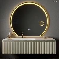 Miroir de salle de bain rond LED moderne éclairé avec écran tactile, indice de protection IP65, pour salon et appartement