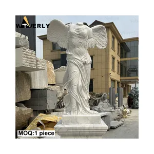 Patung Malaikat taman besar terkenal dalam ruangan kustom patung batu granit ukuran hidup marmer dewi Yunani bersayap Patung Victory