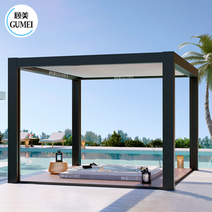 Pérgola Metálica Moderna para Jardín con Motor, Impermeable, con Techo de Láminas Ajustables Eléctricamente, Pérgola de Aluminio y Carpas con Luz LED - Product Image 2