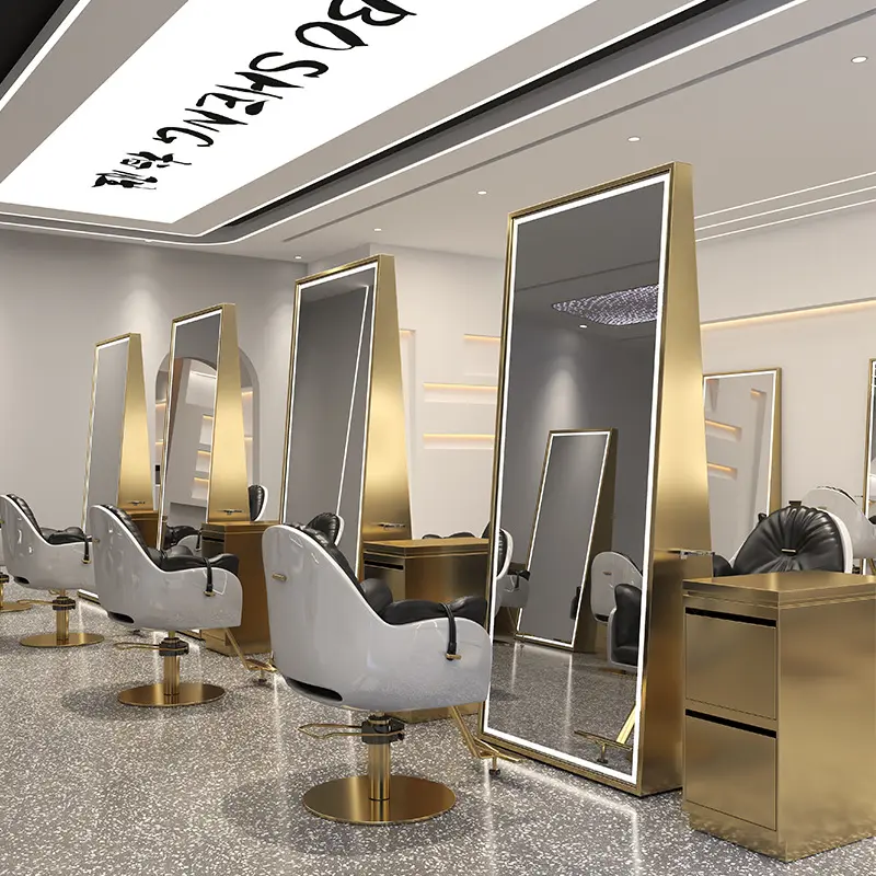 مرآة كلاسيكية لتصفيف الشعر مزودة بإضاءة LED من Youtai Beauty للبيع وتُباع كمرآة تجارية لصالونات الحلاقة