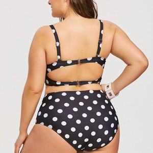 Traje de Baño Personalizado para Mujer, Estilo Vintage con Puntos, Cintura Alta, Talla Grande, Bikini de Dos Piezas con Push-Up - Product Image 3