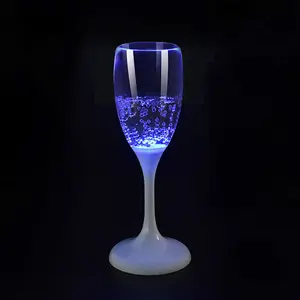 แก้วไวน์ LED เรืองแสงแก้วเครื่องดื่มแชมเปญทรงสูงถ้วยเครื่องดื่มแบบเปิดใช้งานเครื่องดื่มอุปกรณ์สำหรับบาร์ปาร์ตี้