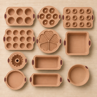 Plateau de cuisson carré en silicone avec cadre métallique renforcé, deux tons, poignées orange, 26x22x4.5cm