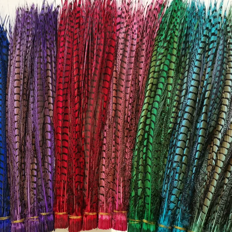 Fabrication de plumes de faisan colorées pour dame amherst, longueur de 80 à 90cm