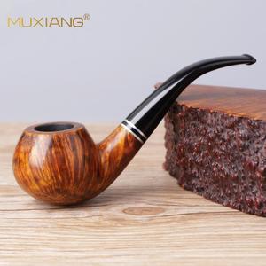 Muxiang Wooden Tobacco Pipe Bent Shape 9mm Filter Handmade Briar Wood Smoking Pipe - Product Image 2