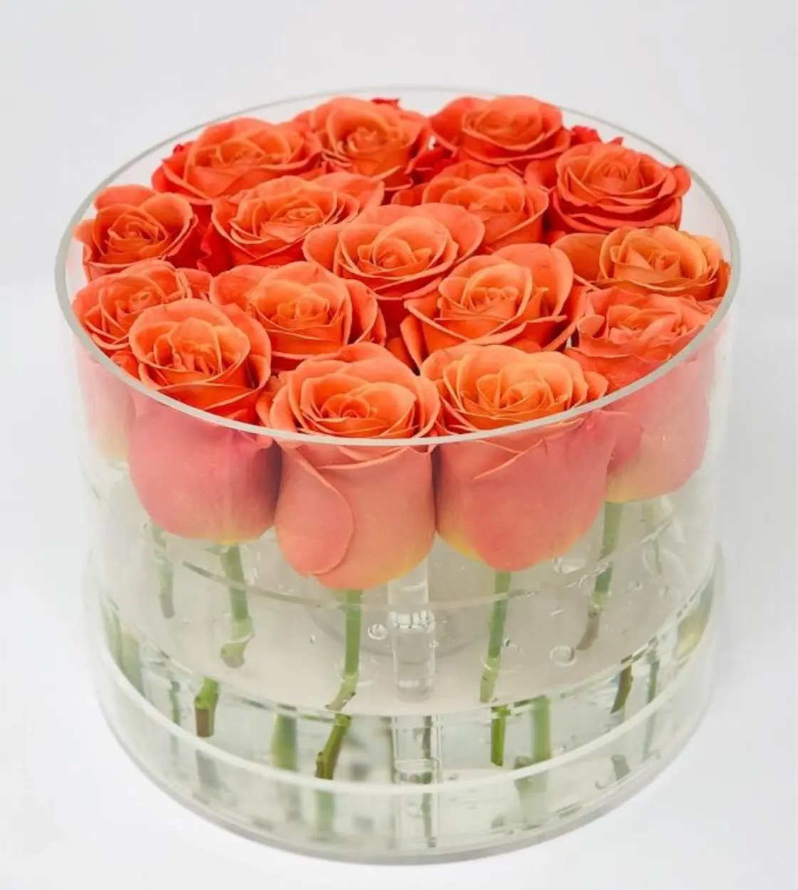 Xinkeda personnalisé 9/12/25 trous rond transparent acrylique stockage Rose fleur emballage boîte affichage boîte-cadeau pour la saint-valentin