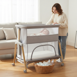 Bonita <span class=keywords><strong>cuna</strong></span> de bebé recién nacido 3 en 1, ajustable, portátil, junto a mí, cama de bebé, marco de madera, <span class=keywords><strong>cuna</strong></span> de bebé de lujo, cama de noche - Product Image 6