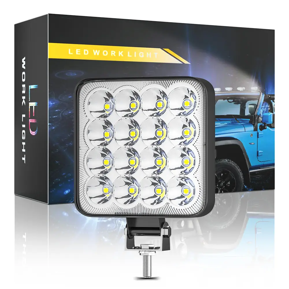 DXZ Mini 16led barre lumineuse de travail pour camion 4x4 SUV voiture tout-terrain ATV UTV pour Jeep étanche blanc LED Wrangler 9-80V universel