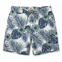 Shorts de plage personnalisés à séchage rapide pour hommes, imprimés tropicaux, OEM, maillots de bain botaniques pour l'été, vente en gros