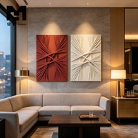 Decoración para el Hogar, Arte Mural de Tela Texturizada 3D de 2 Paneles, Lienzo Abstracto con Nudos, Pintura Hecha a Mano, Cuadro para Sala de Estar, Enmarcado