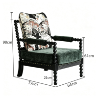 Fauteuil vintage français de style mid-century en bois massif et tissu, canapé individuel, chaise longue de détente pour la maison, le salon, la chambre, le balcon