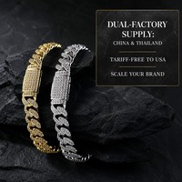 Bracelet cubain personnalisé en laiton écologique avec zircon 5A, bijoux hip-hop, moissanite, longueur personnalisable, bracelet hip-hop bling