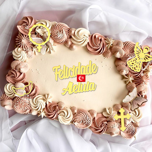Décoration de gâteau en acrylique avec <span class=keywords><strong>croix</strong></span> dorée et bébé pour baptême, décoration de fête, décoration de cupcake - Product Image 4