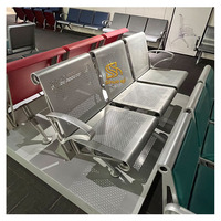 Siège public ergonomique en acier laminé à froid, 3 places, pour aéroport et salle d'attente d'hôpital