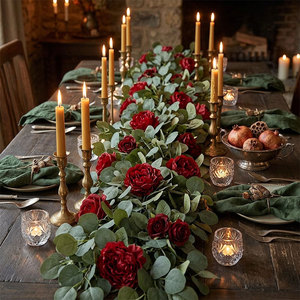 Guirlandes de roses artificielles Xi Ye, bouquet de fleurs en soie 100cm-200cm, décoratives pour la maison, pour recouvrir les tuyaux - Product Image 3